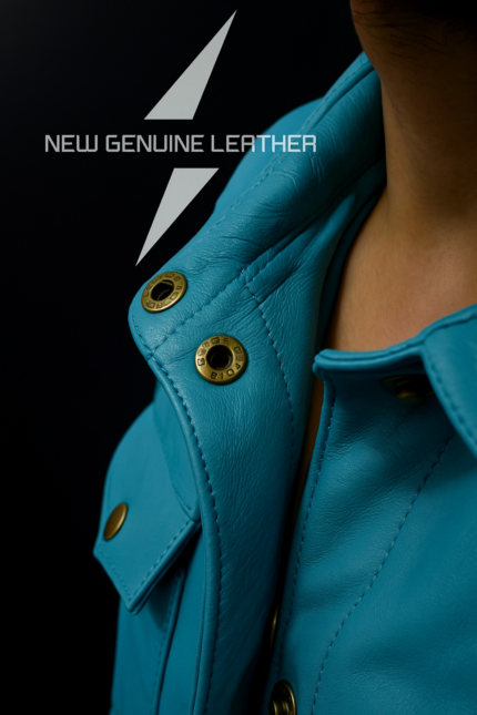 Men's turquoise leather jacket genuine cowhide western style