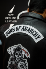 Genuine leather motorcycle vest black SAMCRO style with President First 9 Redwood Original patches biker vest