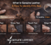 genuine leather vs pu leather comparison guide showing real and synthetic material differences