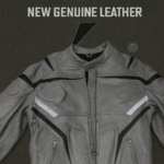 Genuine leather motorcycle racing jacket grey with black stripes CE armor protection ventilation mesh panels reflective strips sport bike