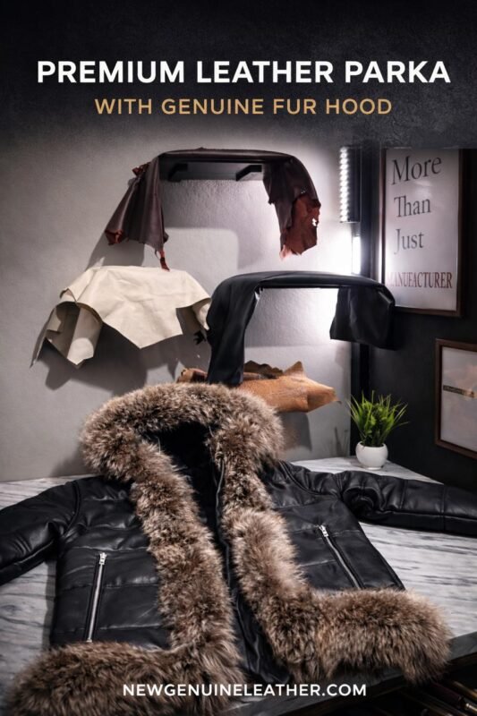 Premium leather parka jacket with genuine fur hood – New Genuine Leather