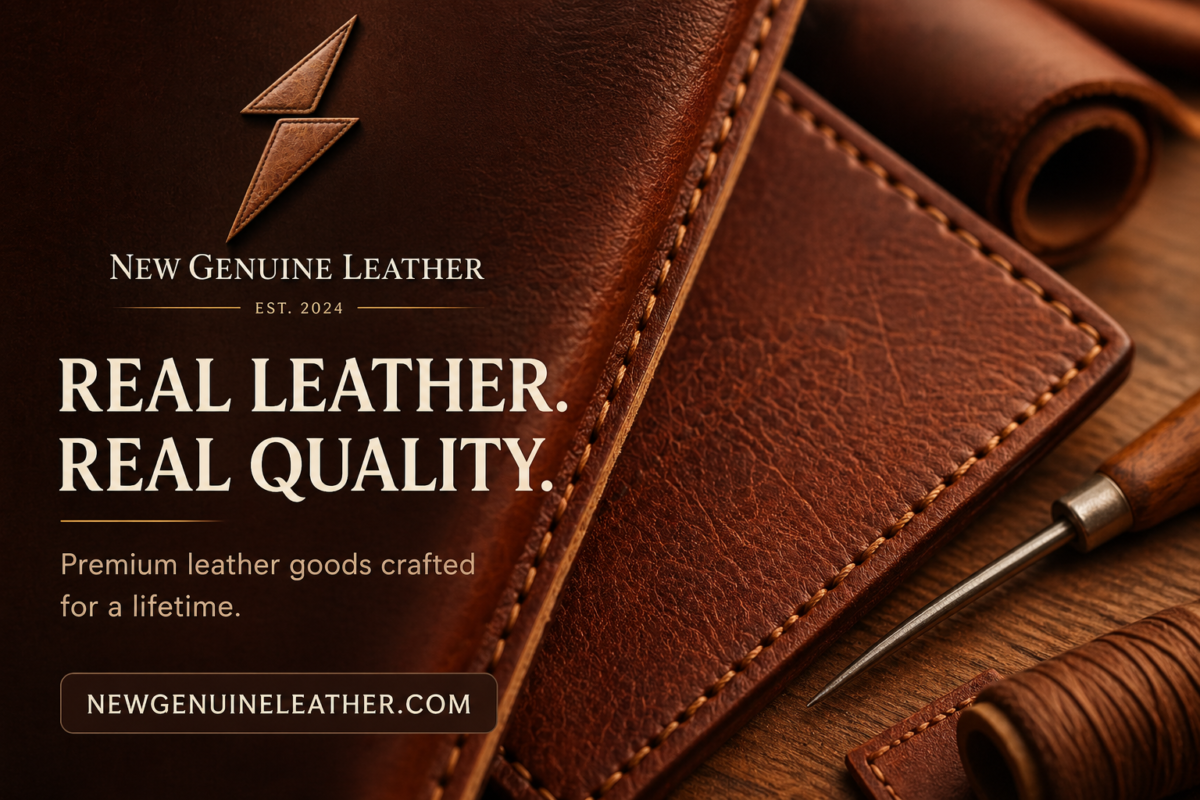 Premium genuine leather craftsmanship with stitched leather wallet and tools | NewGenuineLeather.com