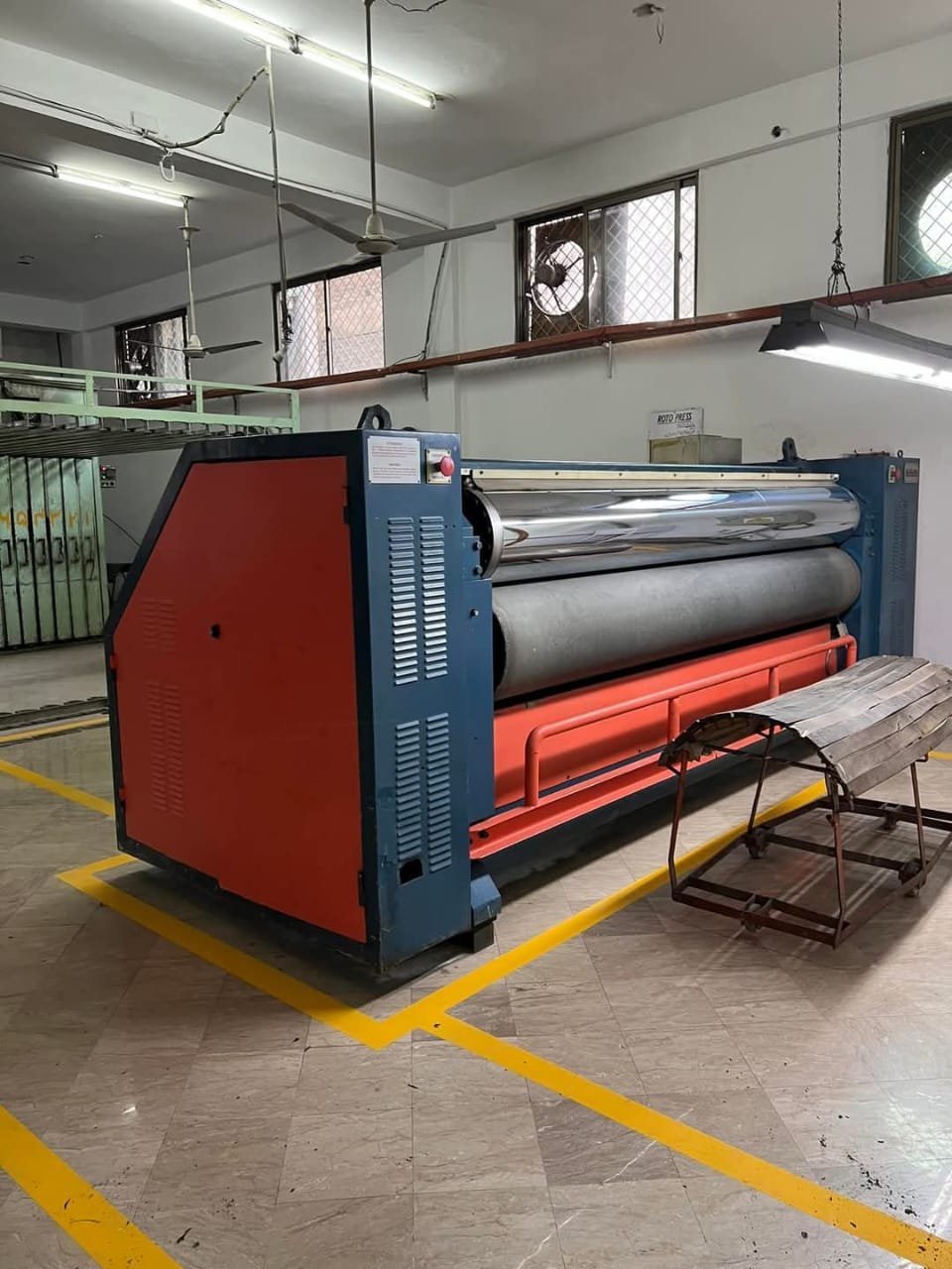 Roto press leather machine inside factory