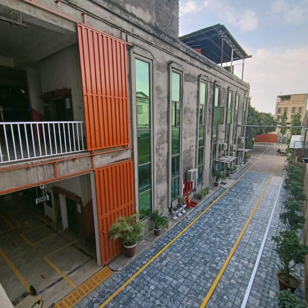 New Genuine Leather factory entrance and building view