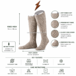 Oktoberfest beige lederhosen socks with ribbed top cuff, cable-knit body and newgenuineleather.com watermark