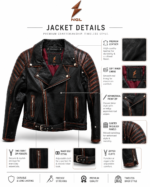 Quilted shoulder biker jacket wholesale range with black, dark brown, brown grey, tan, and cognac options
