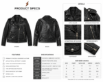Crocodile embossed biker jacket in glossy black with lapel collar, silver zippers, snap buttons, and NGL logo above