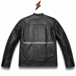 Quilted shoulder leather jacket wholesale color range in black, brown, tan, burgundy, and olive green with front zipper design