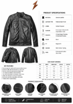 Black sheep leather jacket wholesale with two horizontal chest zipper pockets and vertical hand pockets