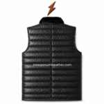 Black quilted sheep leather vest with leather colour range swatches including black, dark brown, chocolate, tan and camel