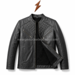 Black Sherpa Lined Leather Jacket Wholesale Genuine Leather