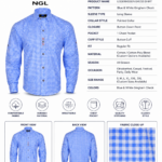 Oktoberfest shirt in blue and white gingham check with pointed collar, contrast buttons, NGL logo and centered