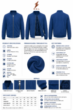 Blue suede jacket with ribbed knit collar, front zipper, side slip pockets, ribbed cuffs, and NGL logo