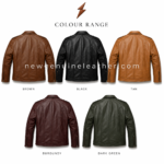 Smooth leather biker jacket wholesale colour range in brown, black, tan, burgundy, and dark green