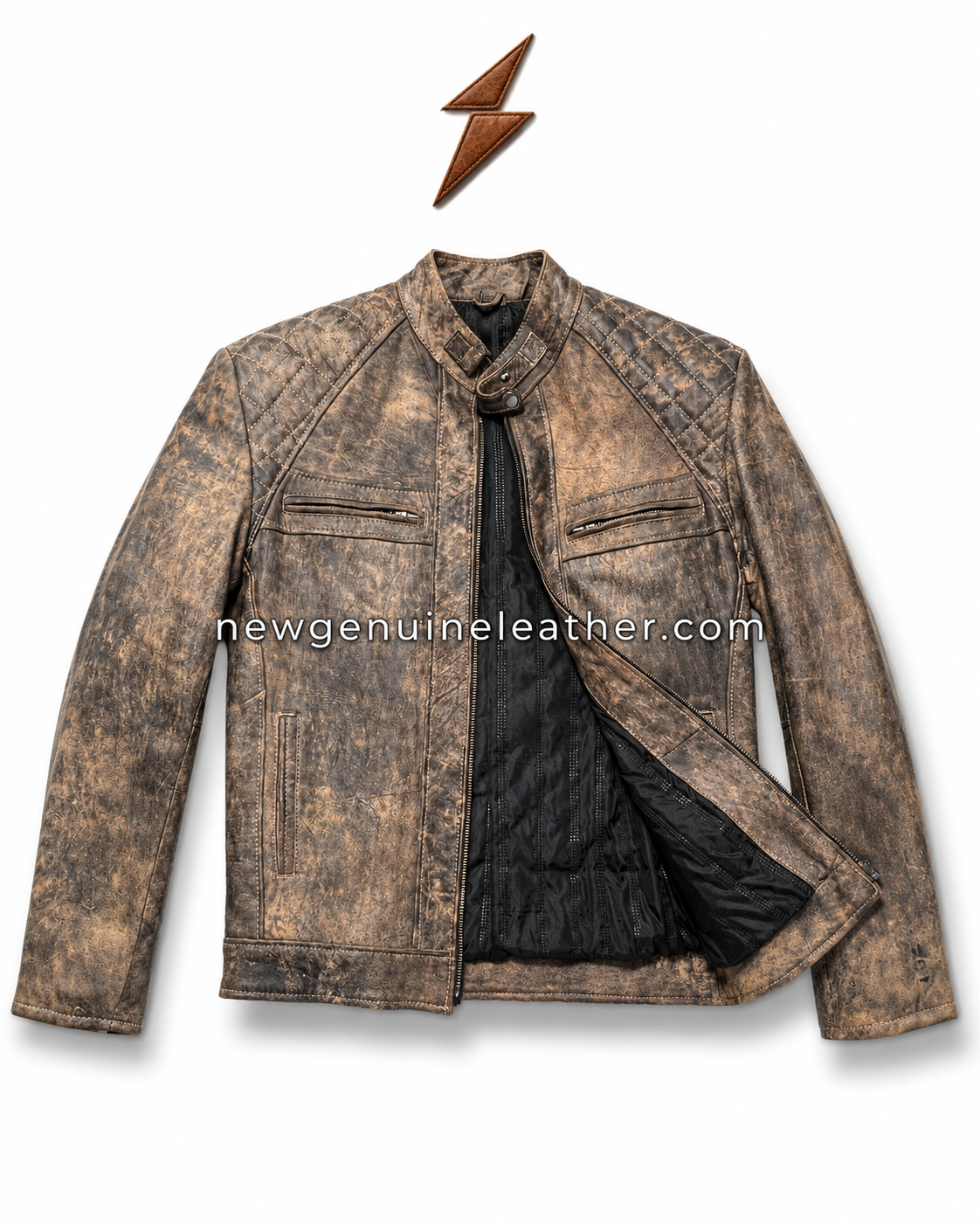 Cracked Leather Jacket Wholesale Front View Cracked leather jacket wholesale for biker fashion, travel wear, outdoor use, and OEM leather collections