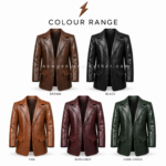 Black crocodile texture leather jacket with premium shine and classic front panel design