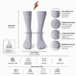 Light grey lederhosen knee socks with raised cable texture and ribbed top cuff on white background