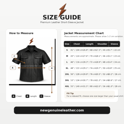 Available color range for genuine leather short sleeve jacket shirt including black, brown, tan, olive green, maroon, navy blue, charcoal grey, and cognac