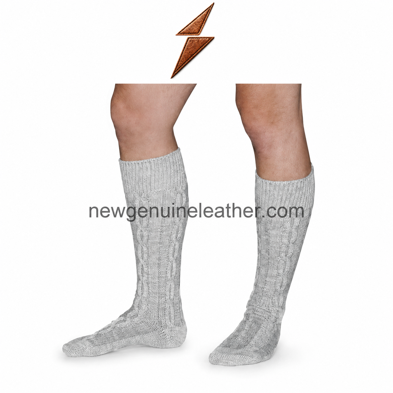Light Grey Bavarian Cable Knit Socks Light grey Bavarian cable knit lederhosen socks with raised texture and comfortable ribbed top cuff