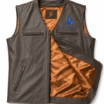 Multi color leather vest wholesale range with brown grey, black, dark brown, tan, and cognac options