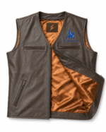Multi color leather vest wholesale range with brown grey, black, dark brown, tan, and cognac options