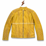 Mustard biker jacket OEM color range image with yellow, black, brown, tan, burgundy and navy leather jacket options