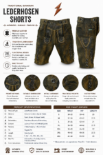 Olive green lederhosen shorts shown with black, dark brown, tan, cognac brown, and charcoal grey color options on a white