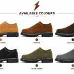Tan Oktoberfest suede shoes with camel suede upper, black lug outsole, white contrast stitching, patterned laces, and NGL logo