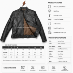 Charcoal cafe racer leather jacket featuring brown satin-style inner lining, metal zipper closure, and stitched front panels.