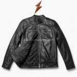 Black sheep leather jacket wholesale product image with NGL logo, white background, and centered
