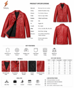 Red leather coat wholesale for daily wear, travel, outdoor use, all-season fashion, and gift choice collections