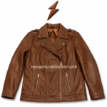 Black smooth leather biker jacket wholesale back view with structured panels and cuff zippers