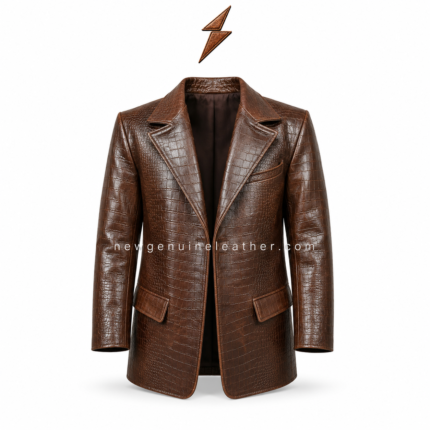Crocodile texture leather jacket wholesale colour range in brown, black, tan, burgundy, and dark green