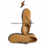 Tan Oktoberfest suede shoes on white studio background with soft suede finish, black lug rubber outsole, contrast stitching, and newgenuineleather.com