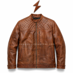 Vintage cow leather jacket wholesale with diamond stitched shoulder yoke and aged brown leather surface