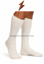 Bavarian cream knee high socks with textured knit body, comfortable cuff and premium e-commerce presentation
