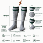 Trachten green stripe lederhosen socks with ribbed cuff, cable-knit texture, NGL logo placement and clean catalog layout