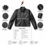 Women’s cropped leather jacket displayed in black, brown, tan, and burgundy color options with clean NGL branding.