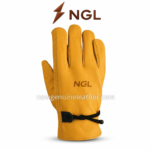 Best Diving Gloves featuring tonal NGL logo placement, fine leather grain, stitched finger panels, and a black wrist cord.