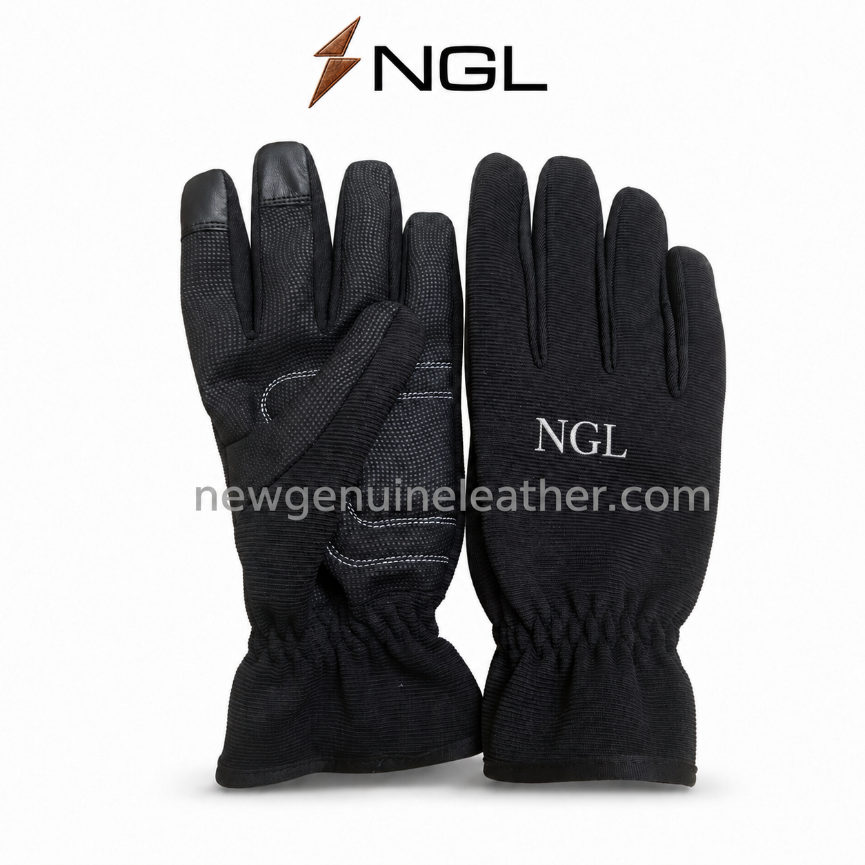 Best Mechanic Gloves Black Pair | newgenuineleather.com Best mechanic gloves colour range in black, charcoal grey, navy blue, red and brown with white NGL logos.