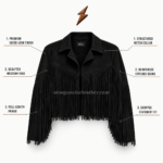 Black fringe leather jacket with long chest and sleeve tassels by newgenuineleather.com