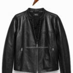 Leather Jacket for Men Black men’s leather jacket with natural grain, full zipper and lower panel construction from newgenuineleather.com