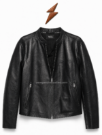 Leather Jacket for Men Black men’s leather jacket with natural grain, full zipper and lower panel construction from newgenuineleather.com