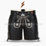 Black Leather Lederhosen Shorts color range in black, dark brown, cognac, antique brown and burgundy by newgenuineleather.com