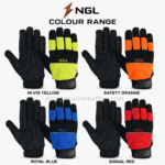 Bulk work gloves with stitched black cuff and adjustable wrist closure