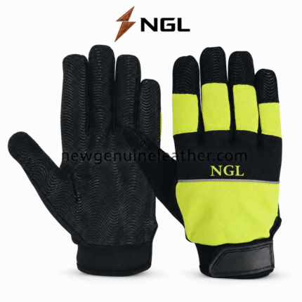 Bulk work gloves showing raised black palm grip and textured fingertips