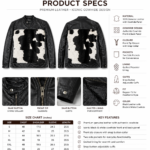 Cowhide leather jacket with quilted lining and open front detail