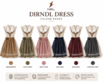 Deer Motif Dirndl six-color range in beige, olive, dusty pink, navy, burgundy and charcoal by newgenuineleather.com