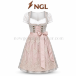 Dusty Rose Dirndl Dress color range in pink, champagne beige, silver grey and sage green by newgenuineleather.com