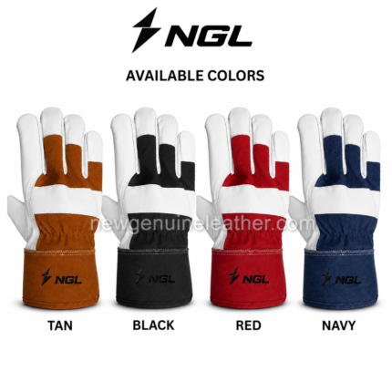 Single CANADIAN GLOVES product image showing white leather reinforcement, tan finger panels and reinforced cuff stitching.